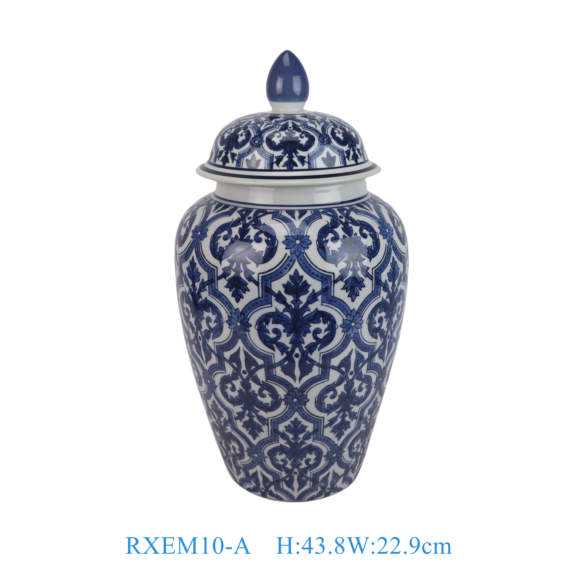 RXEM10-A  青花花叶纹将军罐