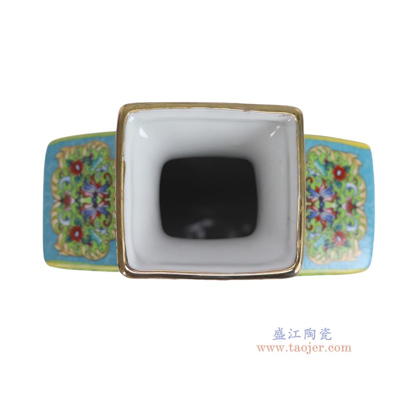 RYRJ40-A   珐琅彩绿底花鸟扇形花瓶