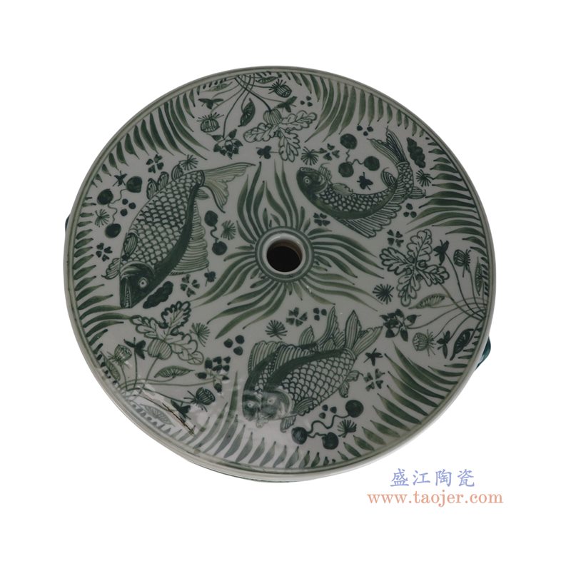 DS-RZFH43-B   绿色鱼藻纹狮耳箭筒伞筒