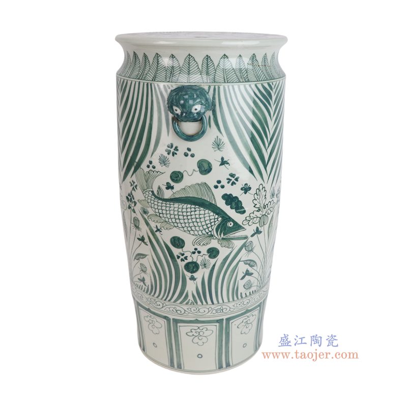 DS-RZFH43-B   绿色鱼藻纹狮耳箭筒伞筒
