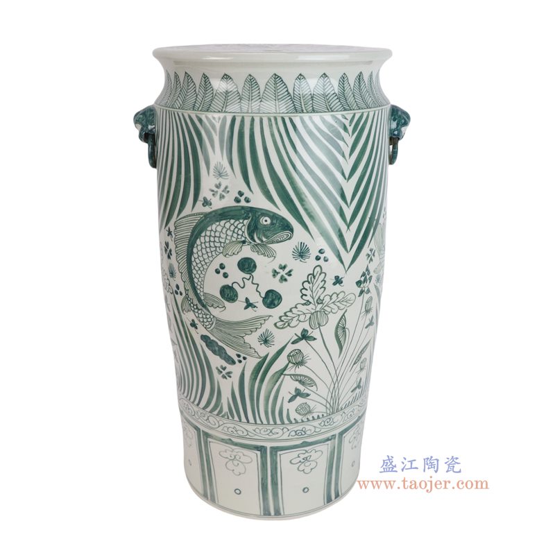 DS-RZFH43-B   绿色鱼藻纹狮耳箭筒伞筒