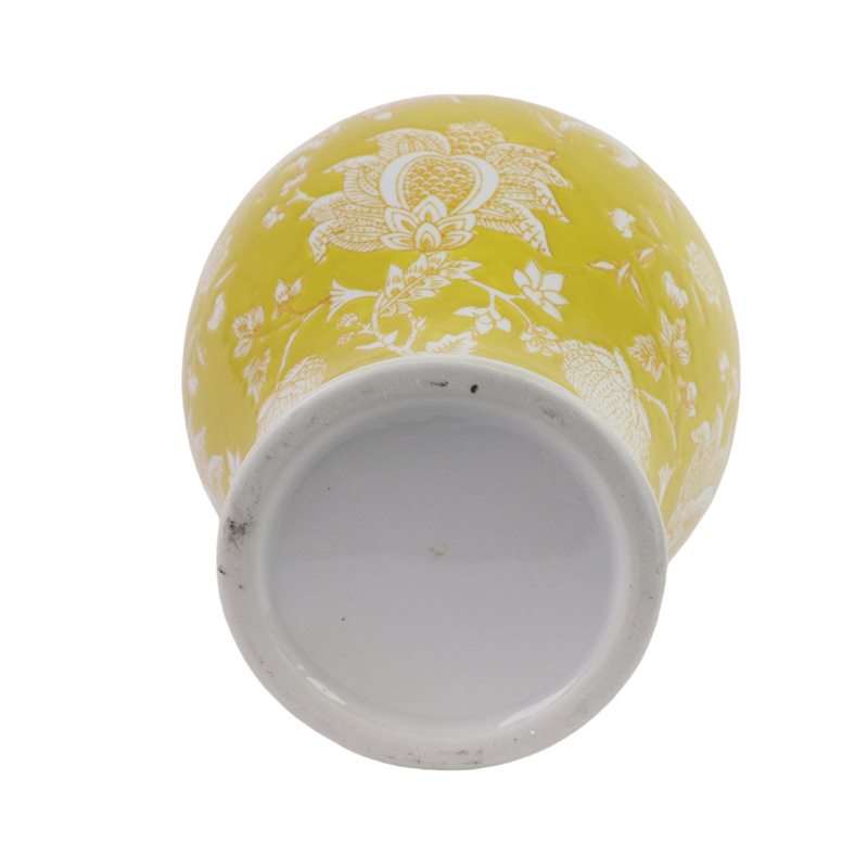 RXAE-FL24-219Y   黄底白花叶纹鱼尾瓶