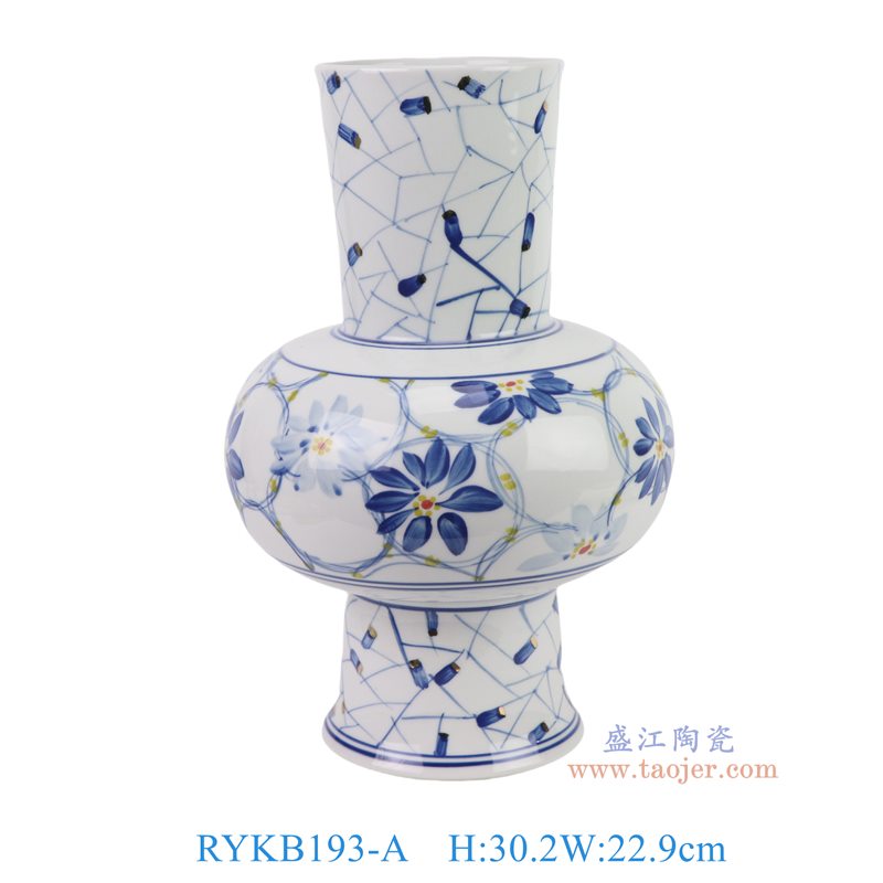 RYKB193-A   青花鎏金花叶纹花瓶