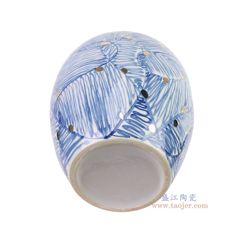 RYKB192-A   青花鎏金树叶纹冬瓜瓶