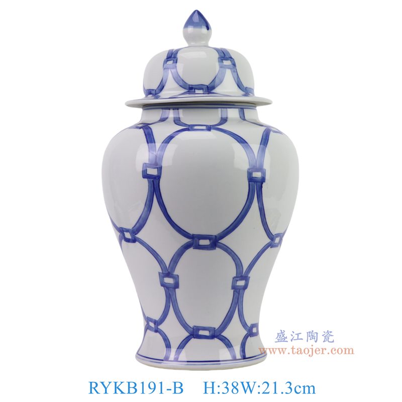 RYKB191-B   青花圆圈纹将军罐