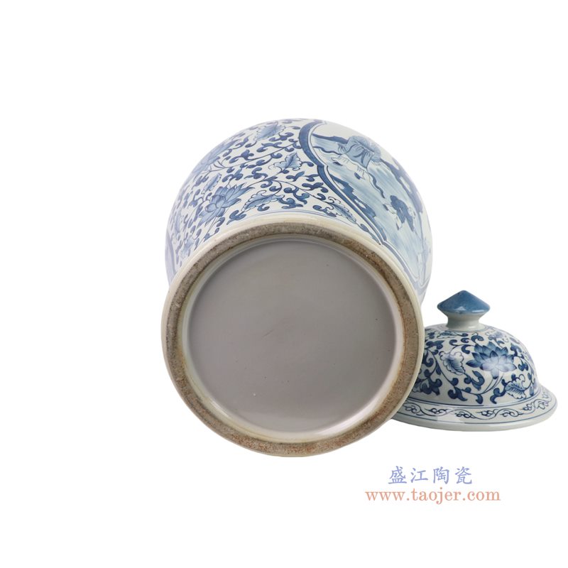 RYKB190-A   青花缠枝莲开窗人物将军罐