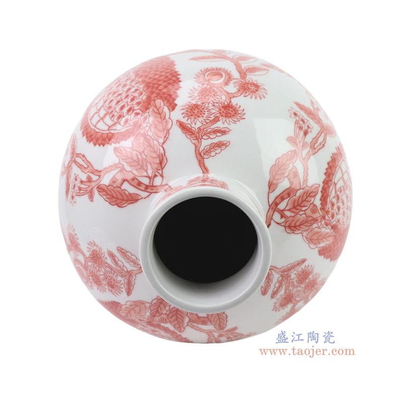 RYKB189-A   釉里红石榴花叶纹圆罐