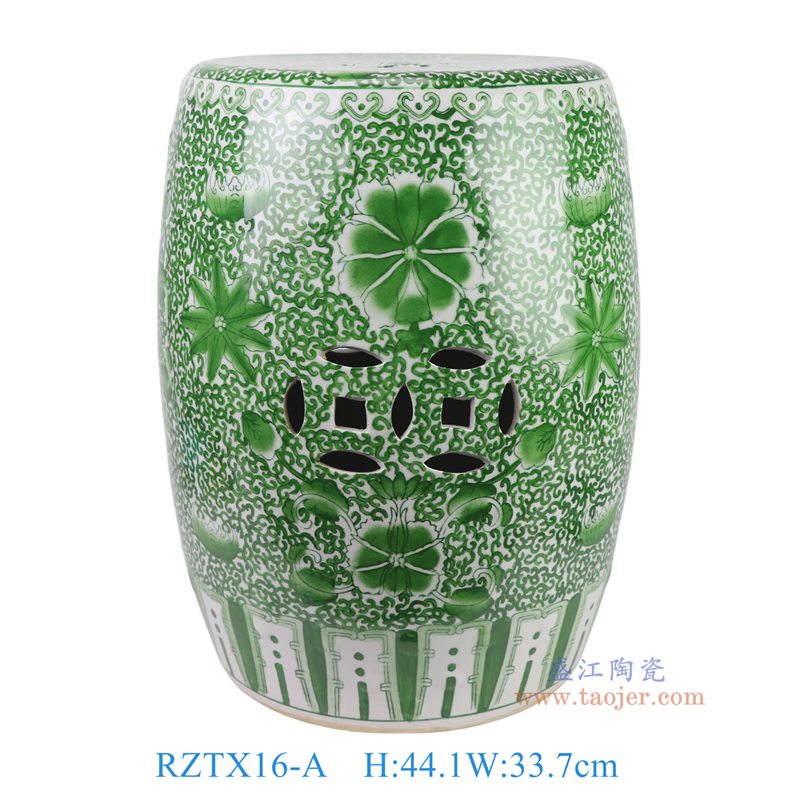 RZTX16-A   绿色缠枝莲鼓凳凉墩