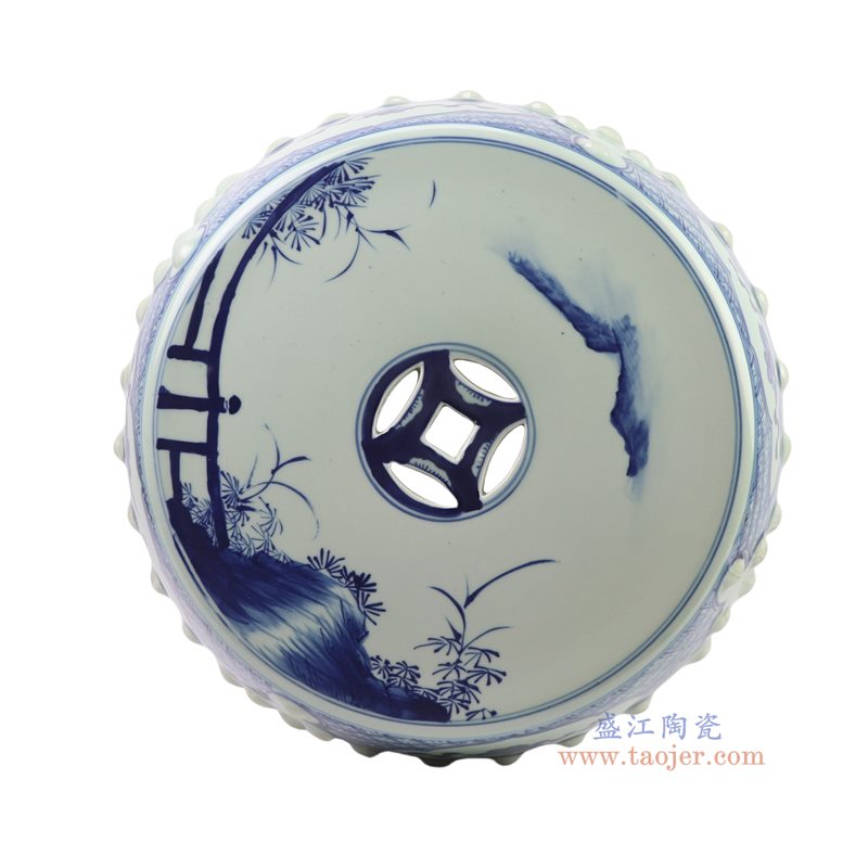 RYUC08-B  青花人物鼓凳凉墩
