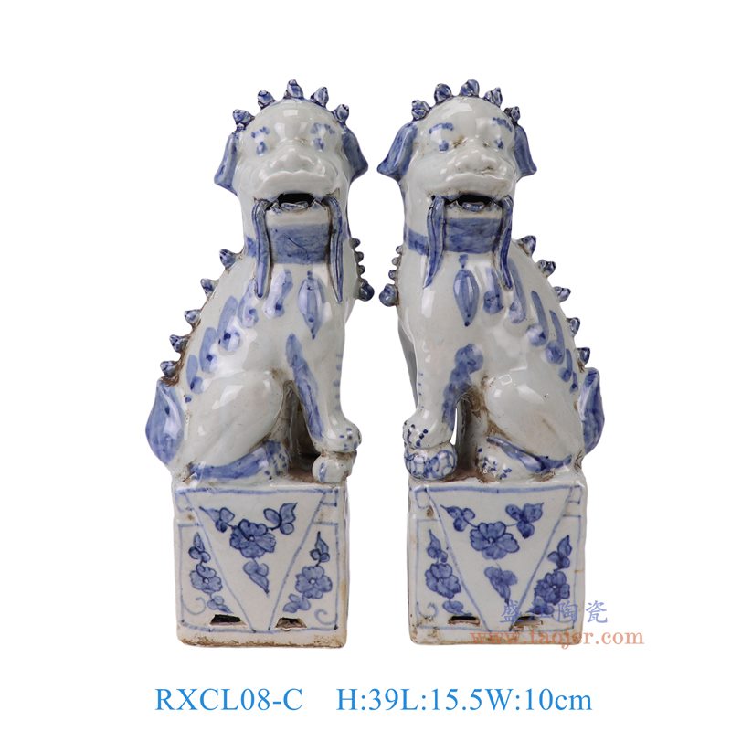 RXCL08-C青花狮子狗一对
