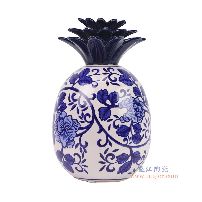 RXCE20-A   青花花叶纹菠萝雕塑