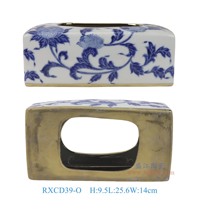 RXCD39-青花长方形抽纸罐抽纸盒