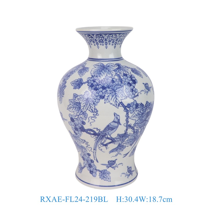 RXAE-FL24-219B 青花花鸟莲子瓶 
