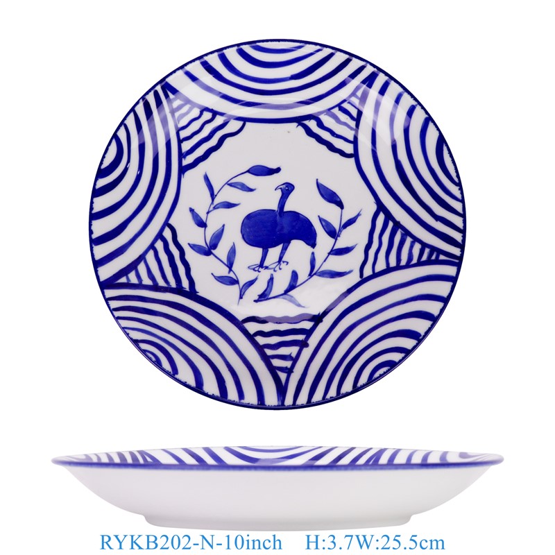 RYKB202-N-10INCH   10英寸青花线圈花鸟圆盘
