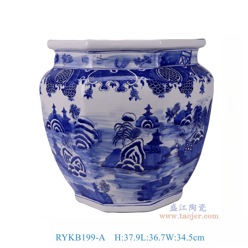 RYKB199-A青花梧桐山水缸