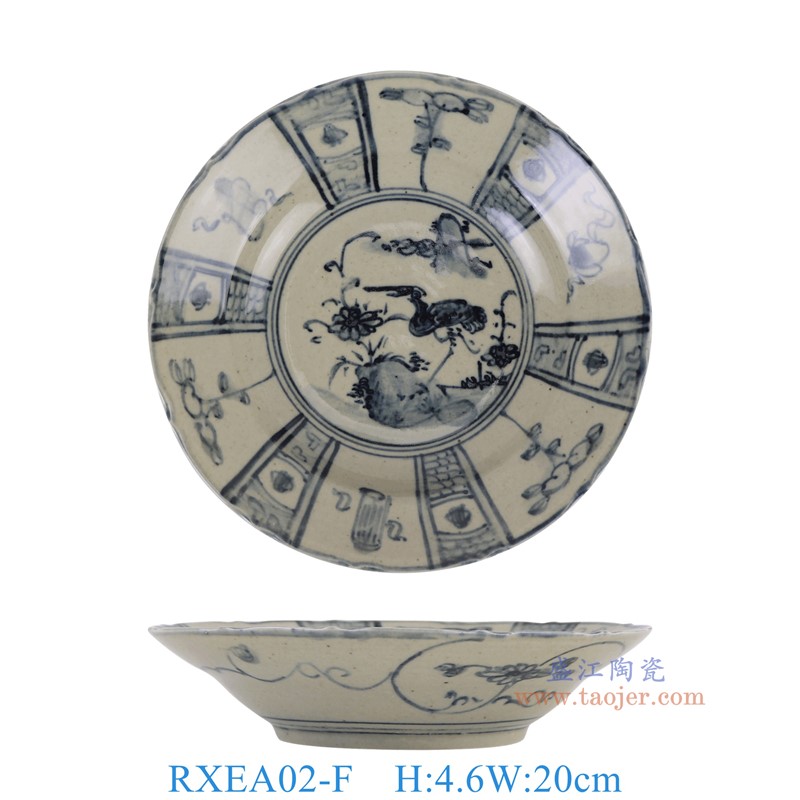 RXEA02-F青花开窗花鸟圆盘