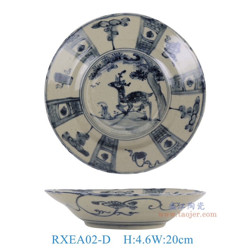 RXEA02-D青花开窗花果鹿纹圆盘