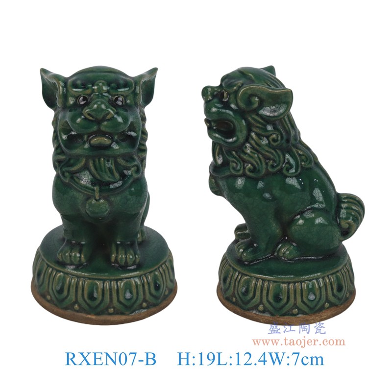 RXEN07-B 绿色狮子狗雕塑  