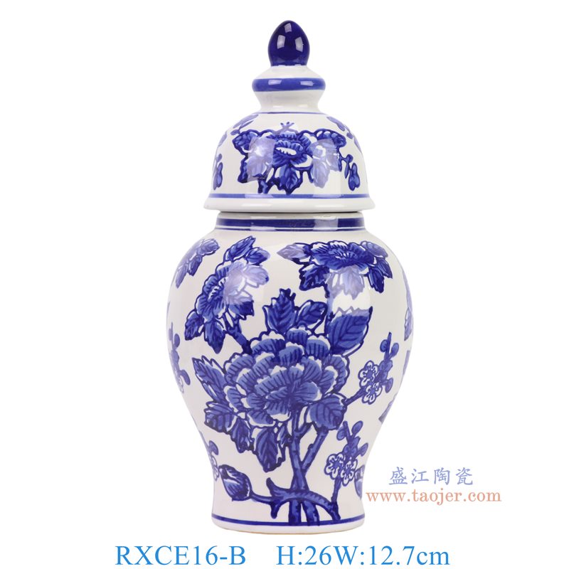 RXCE16-B青花牡丹将军罐