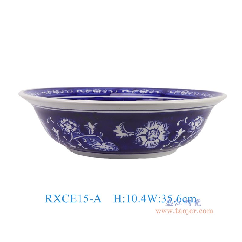 RXCE15-A   蓝底青花牡丹大碗