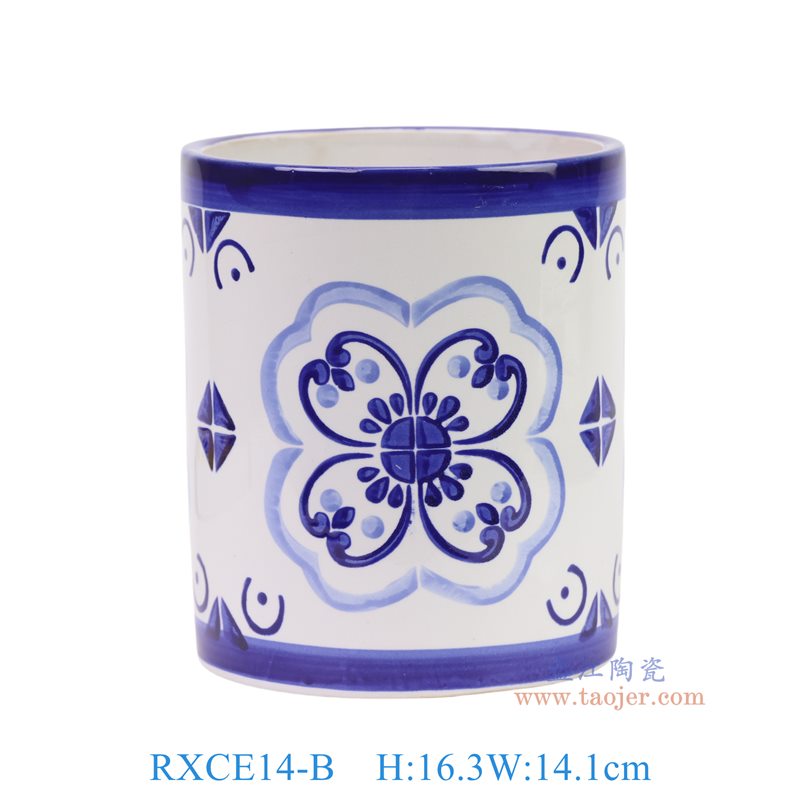 RXCE14-B青花四叶花笔筒