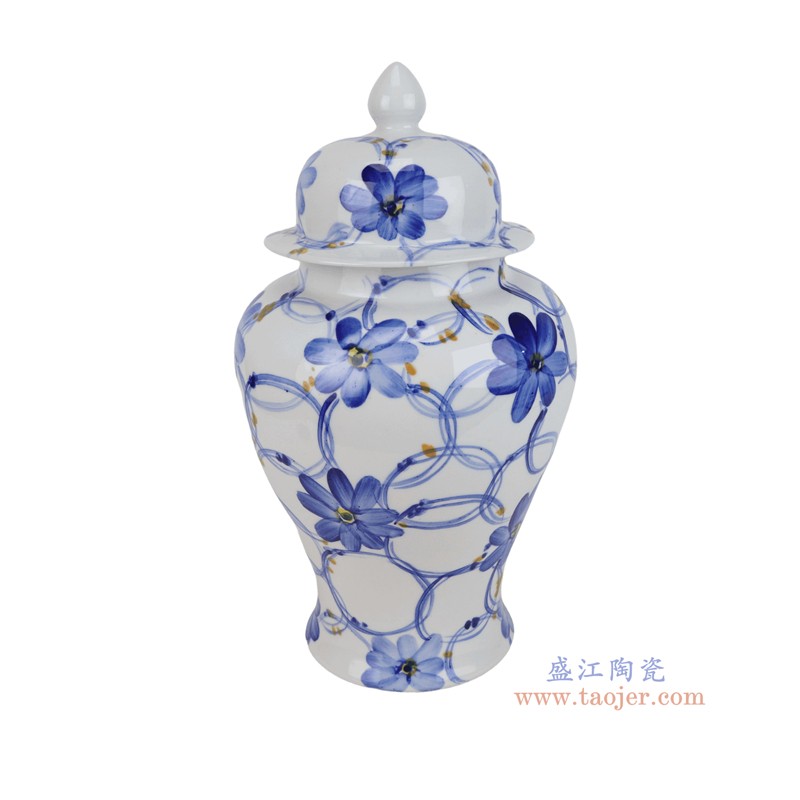 RZUF101-B   青花花叶纹将军罐