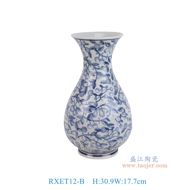 RXET12-B青花花果鸟纹大口玉壶春瓶