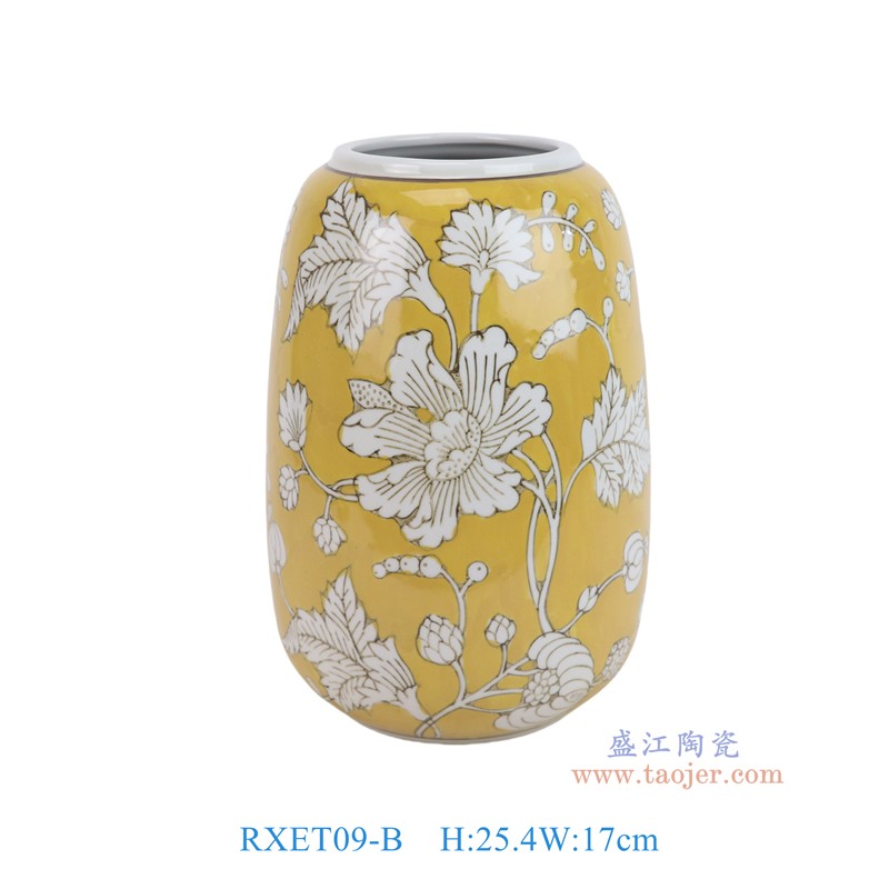 RXET09-B黄底花叶纹花瓶