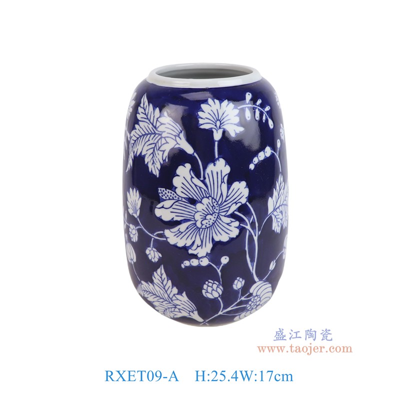 RXET09-A青花蓝底花叶纹花瓶