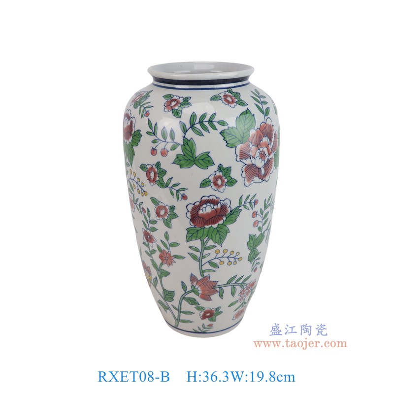 RXET08-B青花斗彩花叶纹冬瓜瓶