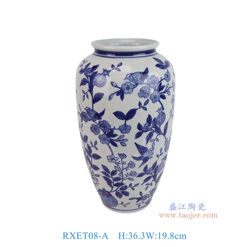 RXET08-A青花花鸟冬瓜瓶