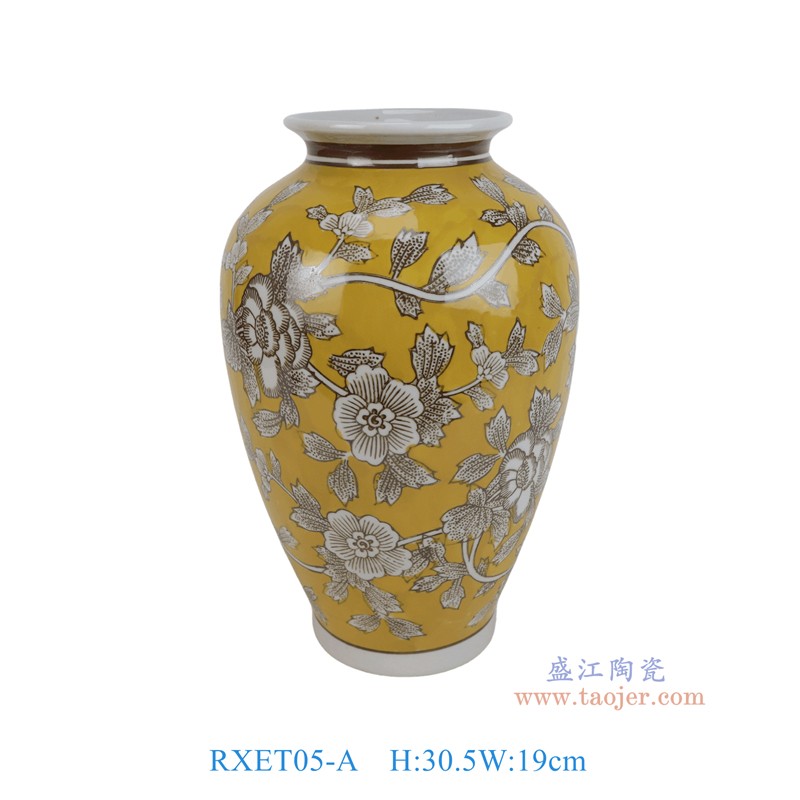 RXET05-C紫红底白花叶纹冬瓜瓶