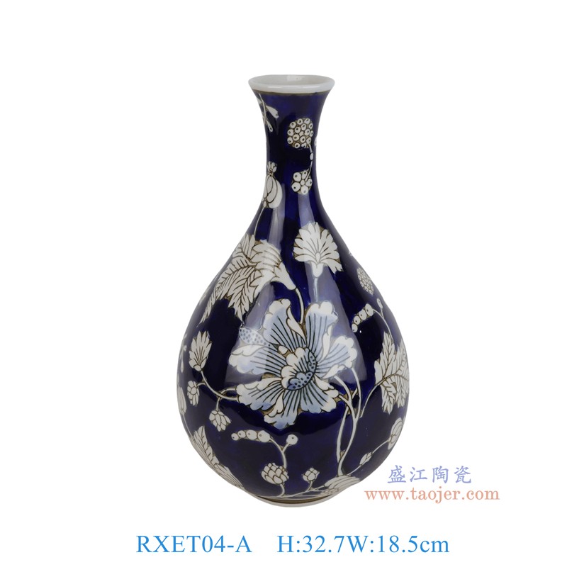 RXET04-A青花蓝底花叶纹玉壶春瓶