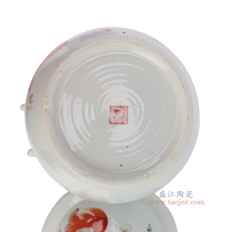 RZIH30-A 矾红狮子纹饭鼓