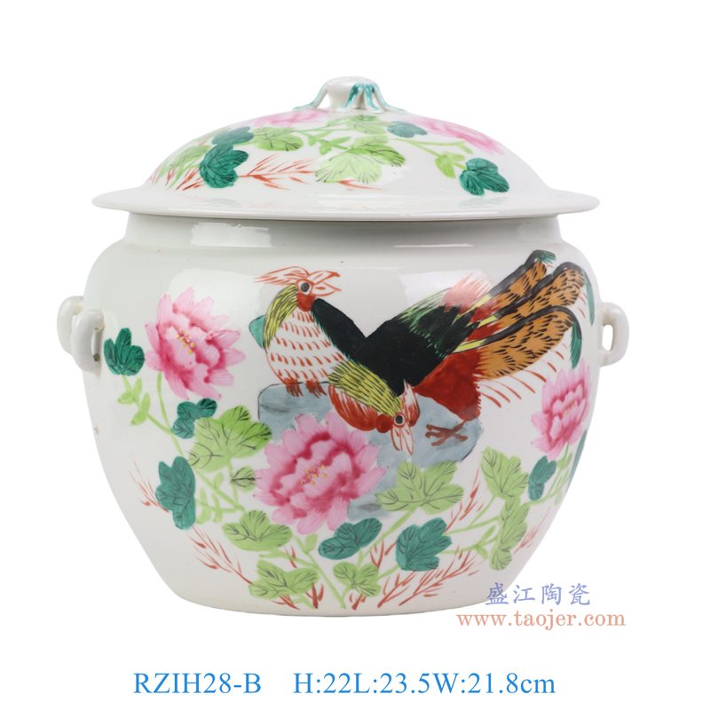 RZIH28-B 粉彩花鸟锦鸡纹饭鼓右边