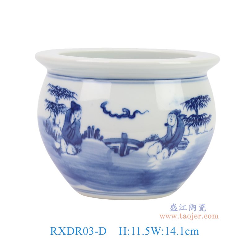RXDR03-D青花人物小缸香炉
