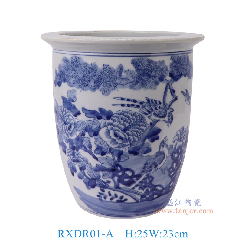RXDR01-A  青花花鸟直筒缸