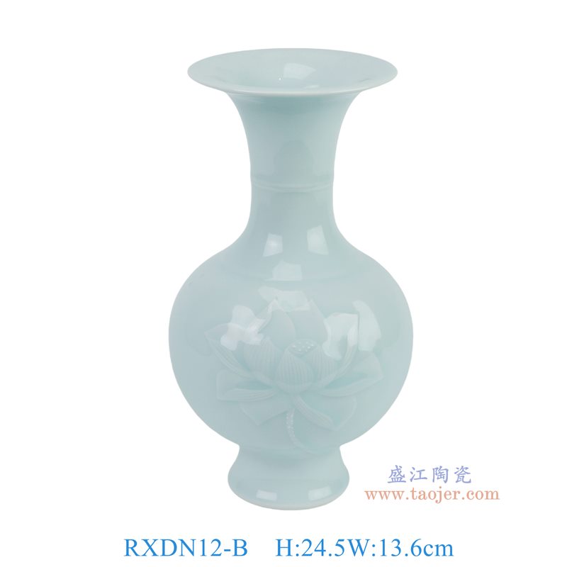 RXDN12-B  影青竹节纹雕刻荷花灯笼瓶