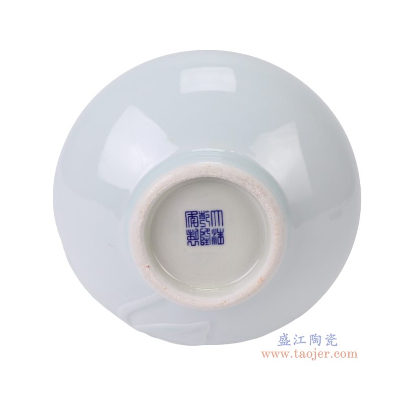 RXDN05-A   影青竹节纹雕刻荷花扁肚瓶 