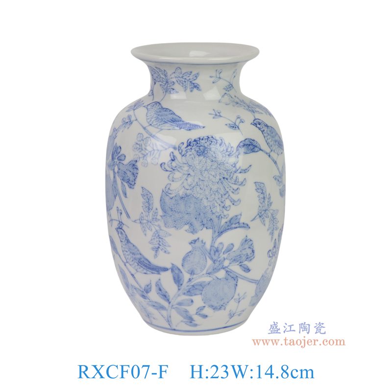 RXCF07-F 青花花鸟冬瓜瓶
