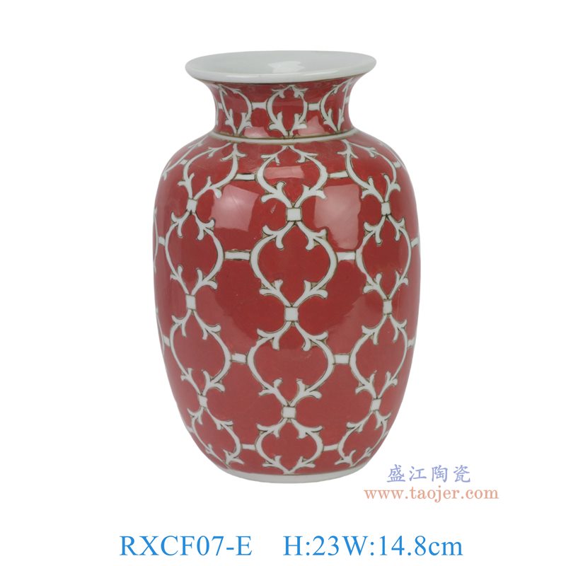 RXCF07-E 红底几何图形纹冬瓜瓶