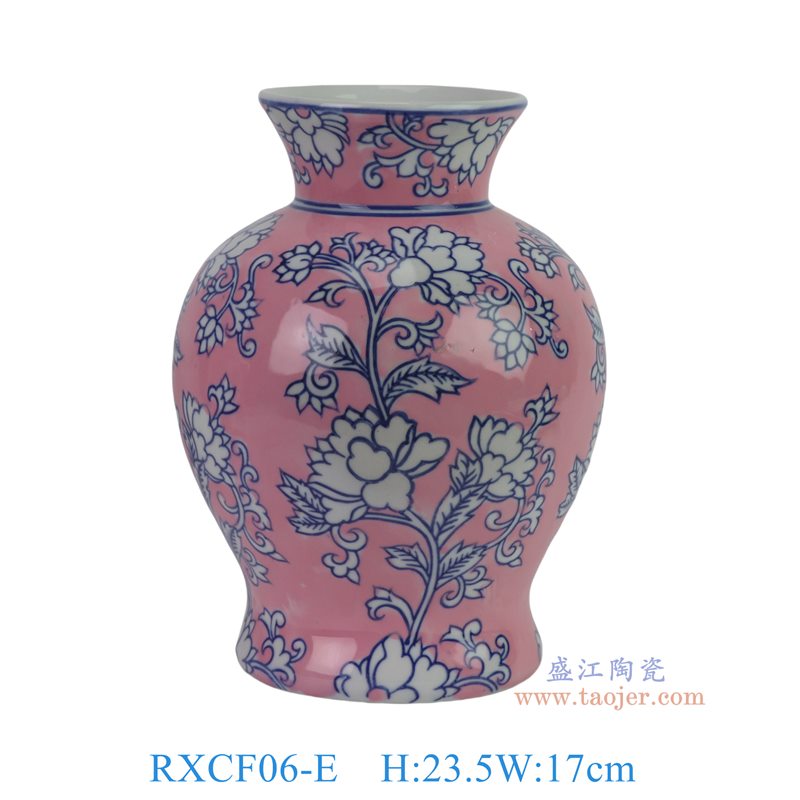 RXCF06-E红底青花花叶纹莲子瓶