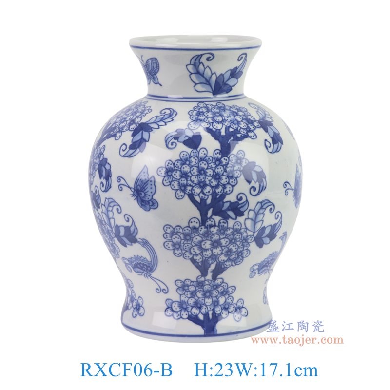 RXCF06-B青花花蝶纹莲子瓶