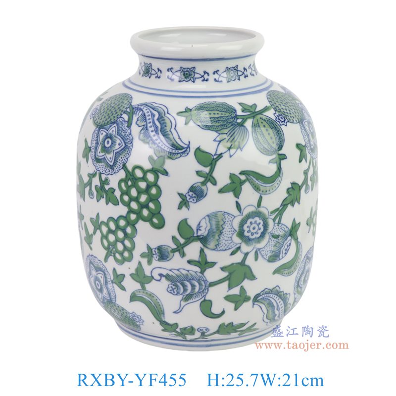 RXBY-YF455  绿色花果纹花瓶 