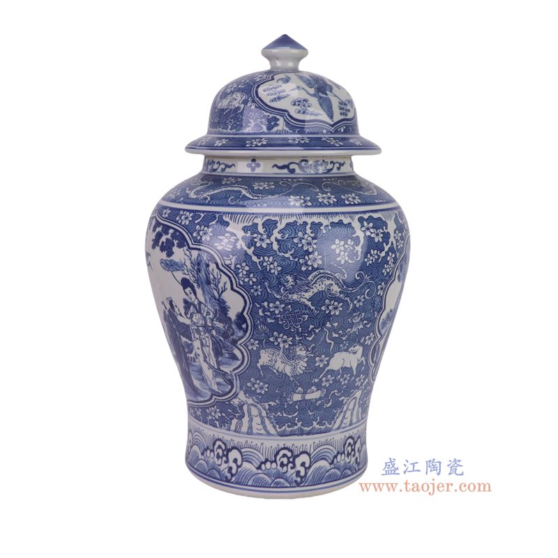 RZSI47-D   青花开窗人物八仙将军罐