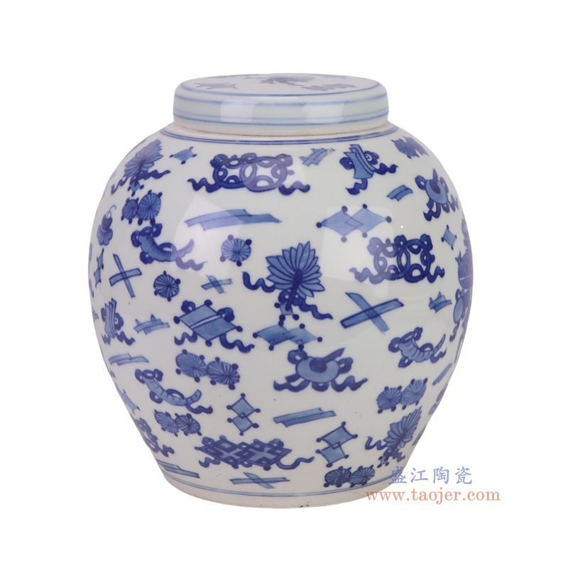 RXCS07-F   青花博古纹眀罐圆坛子