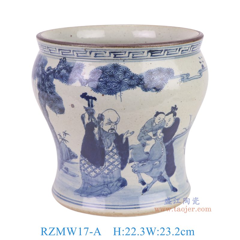 RZMW17-A青花人物香炉缸