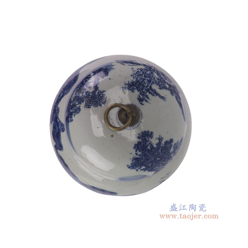 RZMW14-B   青花人物铜环盖罐冬瓜罐