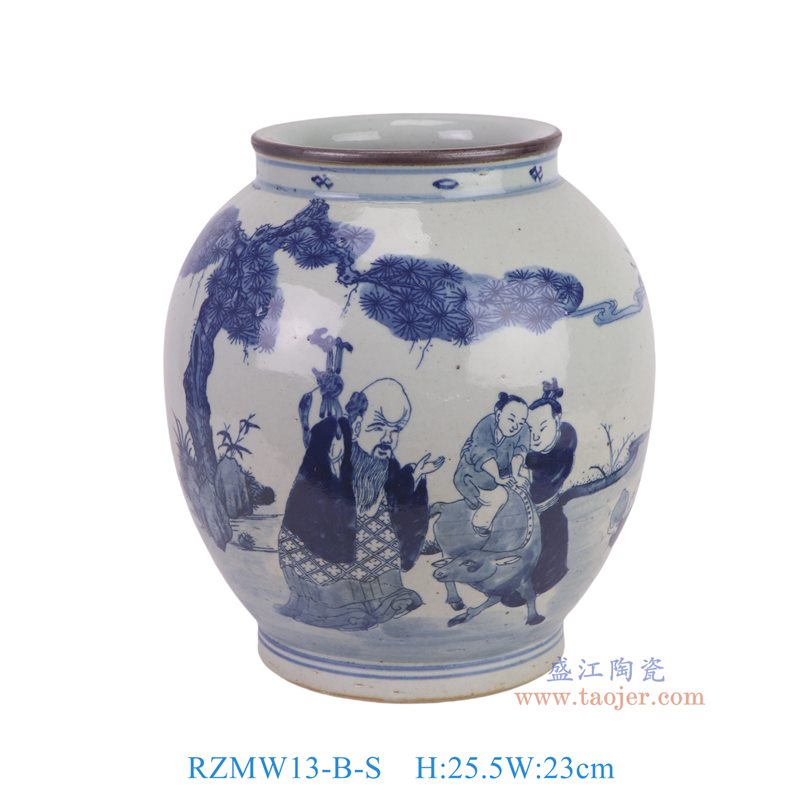 RZMW13-B-S青花人物冬瓜罐小号
