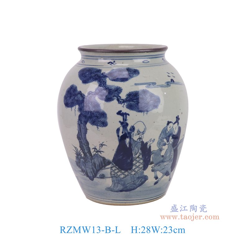 RZMW13-B-L青花人物冬瓜罐大号